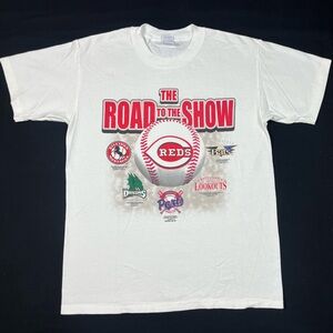 Vtg Cincinnati Reds Mens Road To Show T-Shirt Sz Medium Y2k Minor League A8